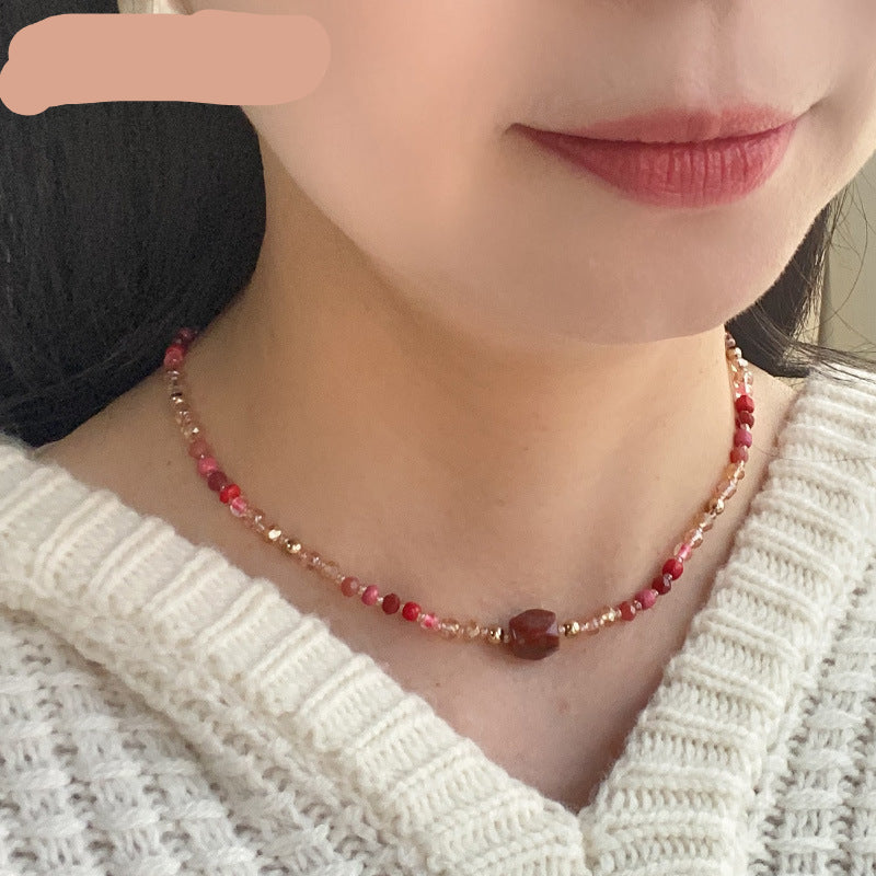 Wholesale  Natural Stone Glass Beads Handmade Beaded Necklace