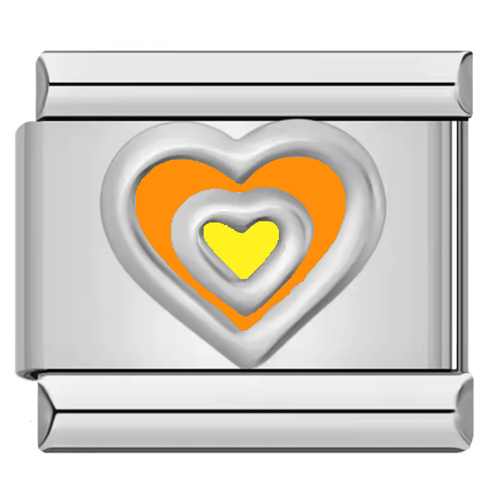 Wholesale  Italian modularHeart-shaped colorful oil-drop bracelet