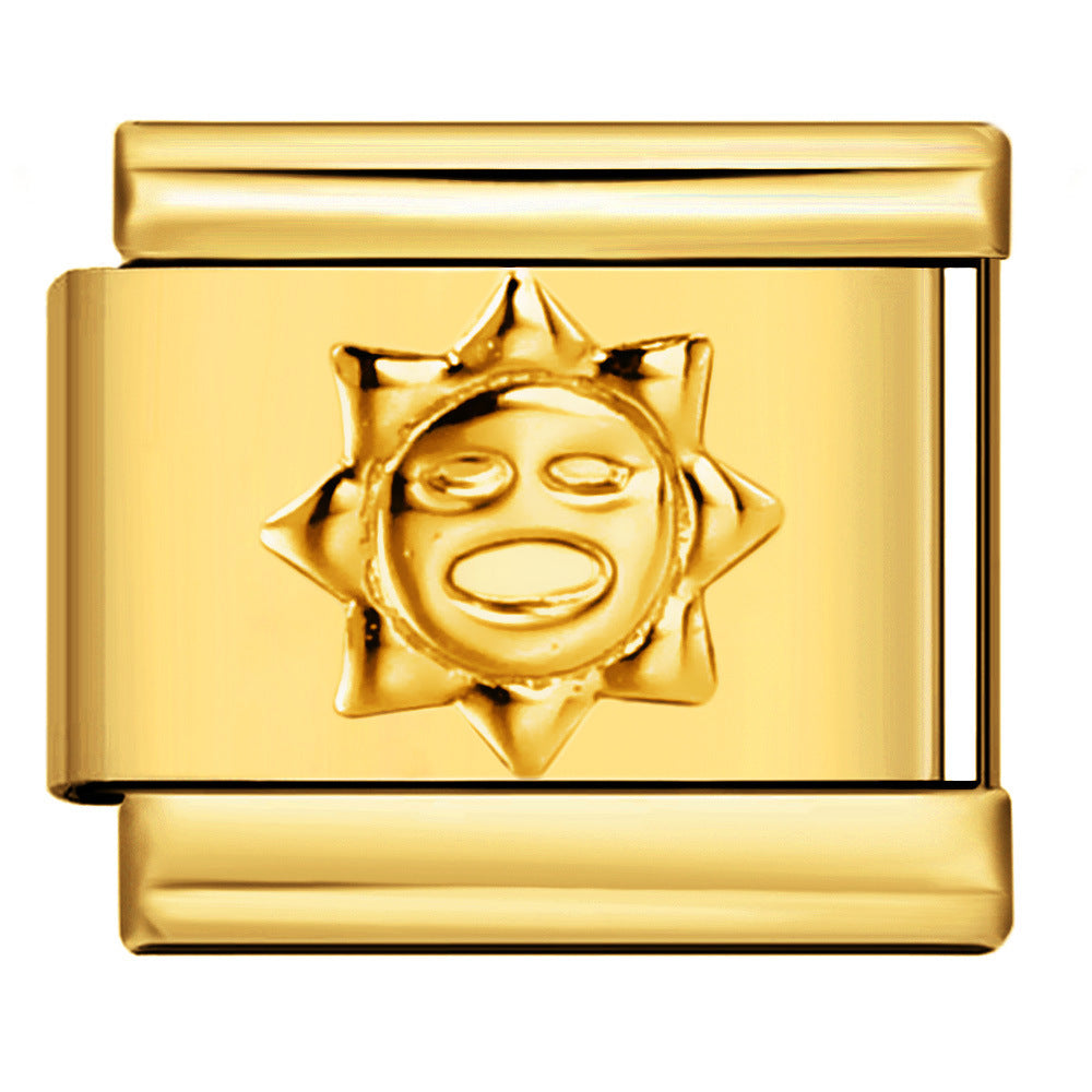 Wholesale Italian Charm Bracelet 9mm DIY Splicing Removable Gold Stamping Pattern Stainless Steel Composable Bracelet