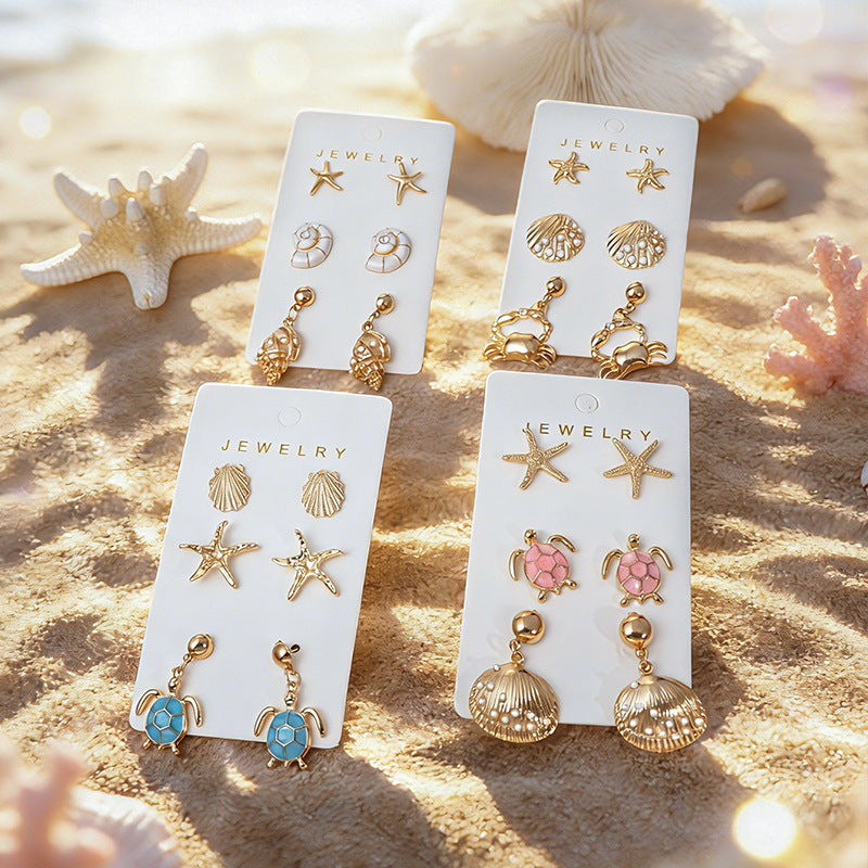 Wholesale Ocean Style Sea Turtle  Starfish Earring Set
