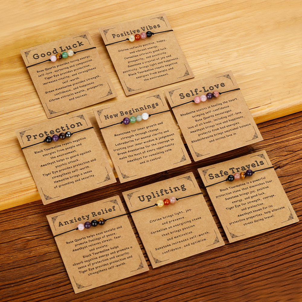 Wholesale  Beaded Stone Bracelet  Tiger Eye Amethyst Combination Crystal Hand Rope