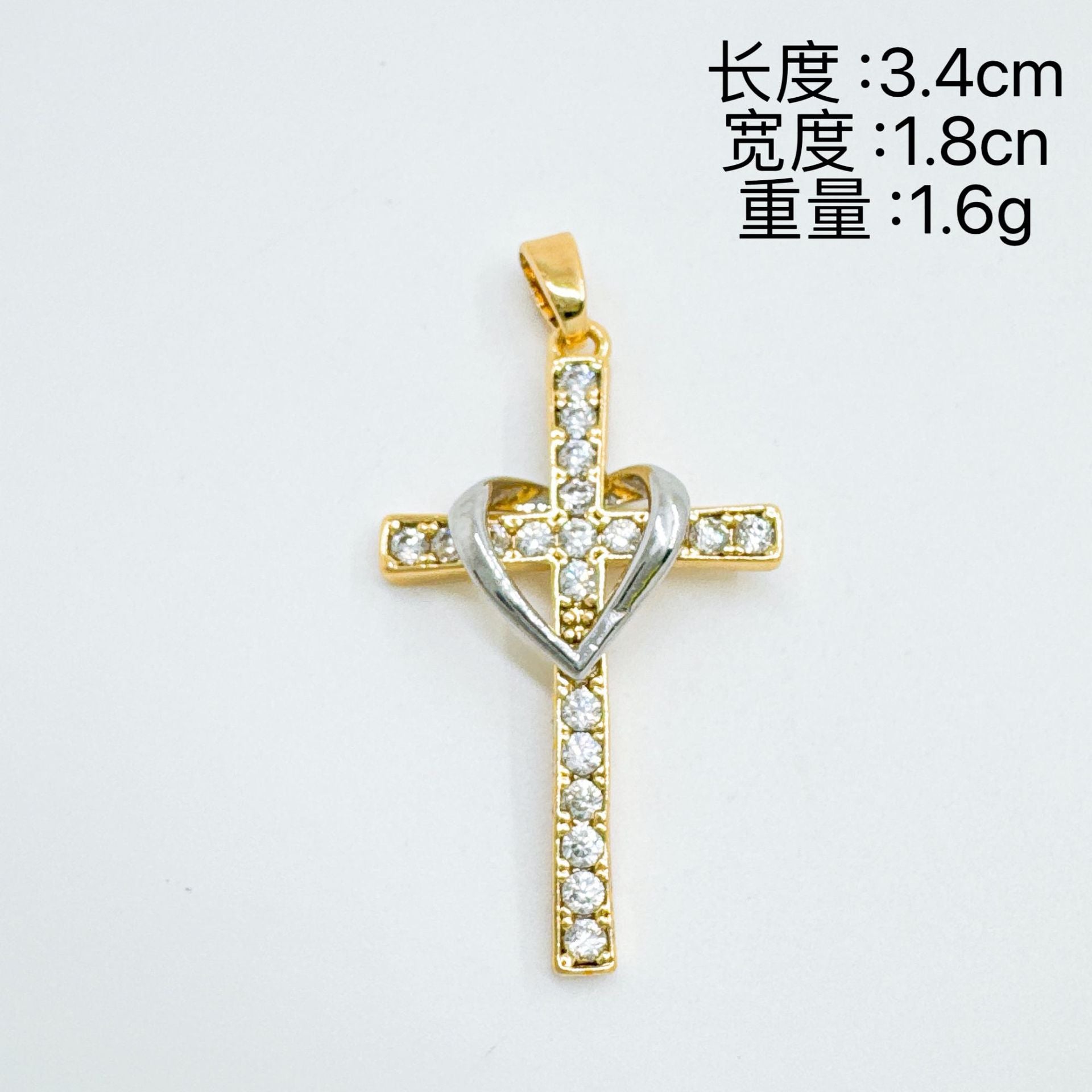 Wholesale Sweet Cool Style Rose Cross Pendant Gold Plated Copper Necklace Stylish Jewelry Accessory