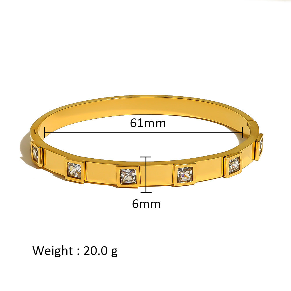 Wholesale Stainless Steel 18K Gold Plated Geometric Star Flower Zircon Bracelet