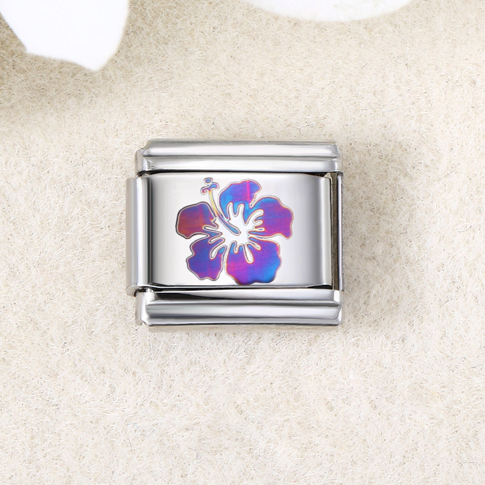 Wholesale  Italian Charm Bracelet 9mm DIY UV laser Creative Stainless Steel Composable Bracelet