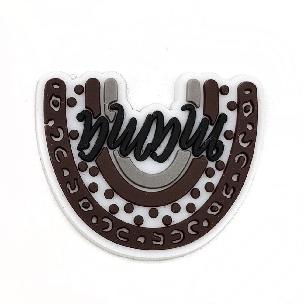 Wholesale 10pcs Leopard Print Coffee Cup Dog Claw Love PVC Soft Adhesive Hole Shoes Buckles ACC-SC-WanX002