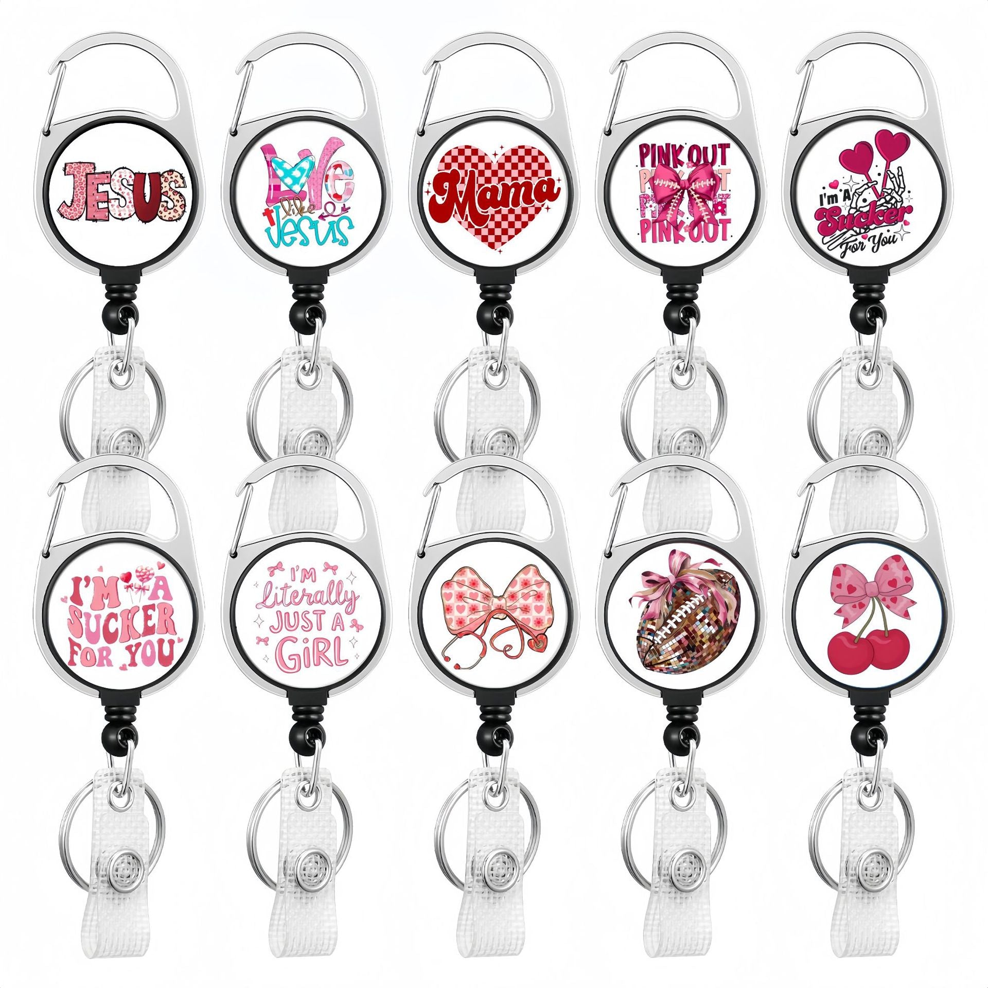 Wholesale Medical Series Acrylic Retractable Rotating Badge Keychain