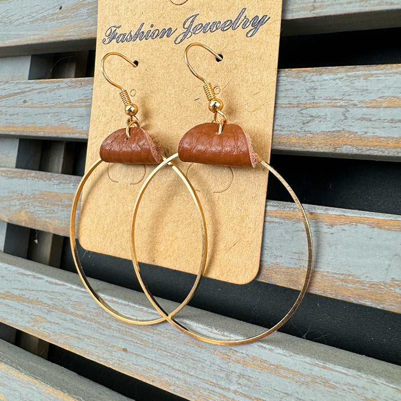 Wholesale metal leather hoop earrings