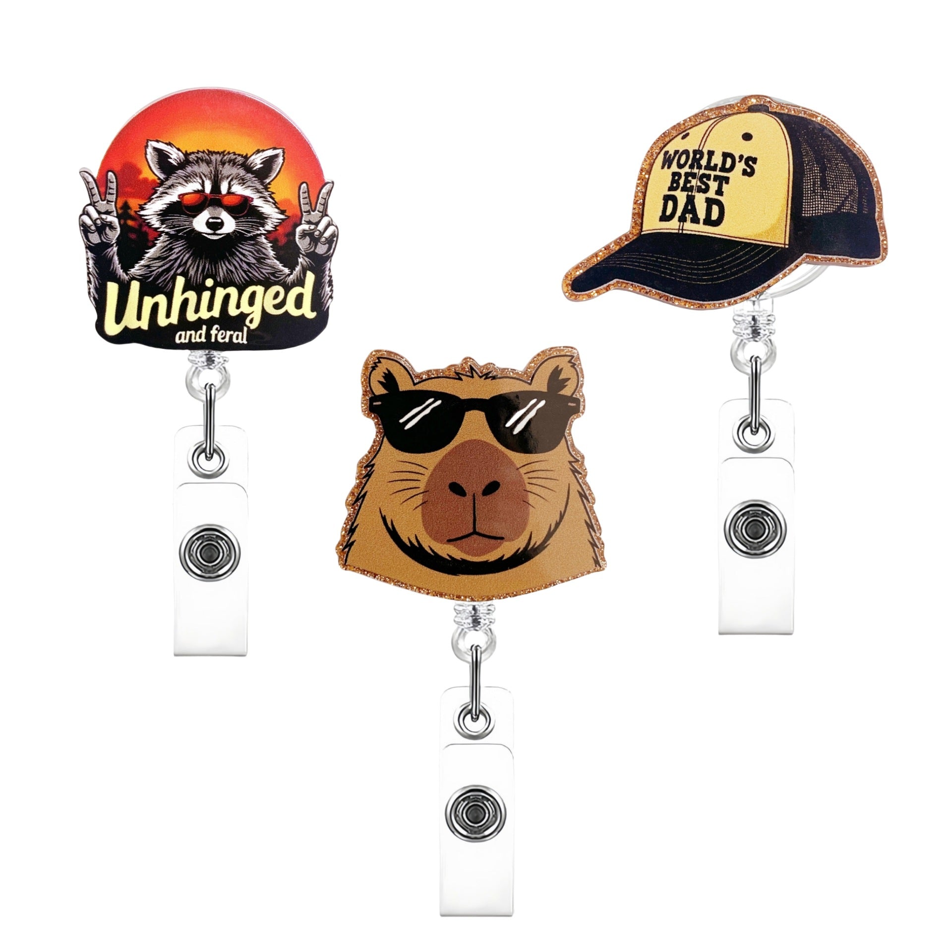 Wholesale Creative Red Panda Raccoon Badge Reels Keychains