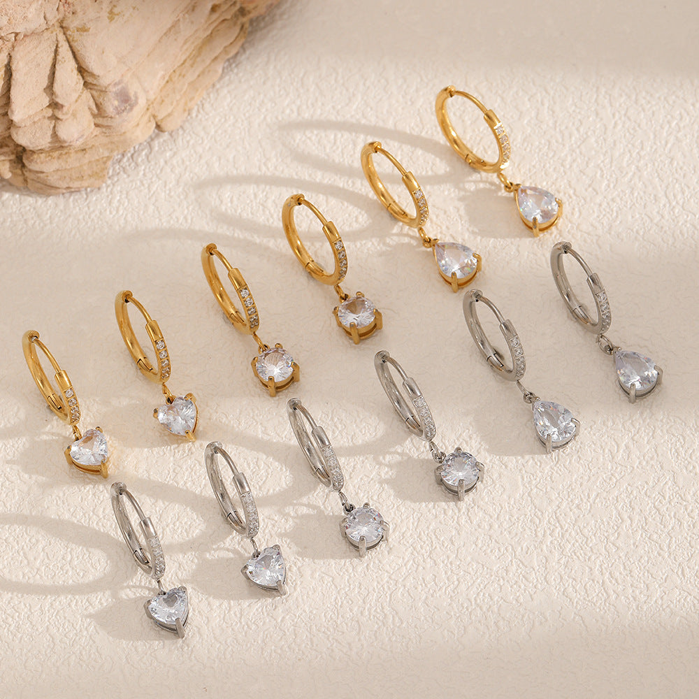 Wholesale Zircon stainless steel earrings for women light luxury  fashionable high-end feel