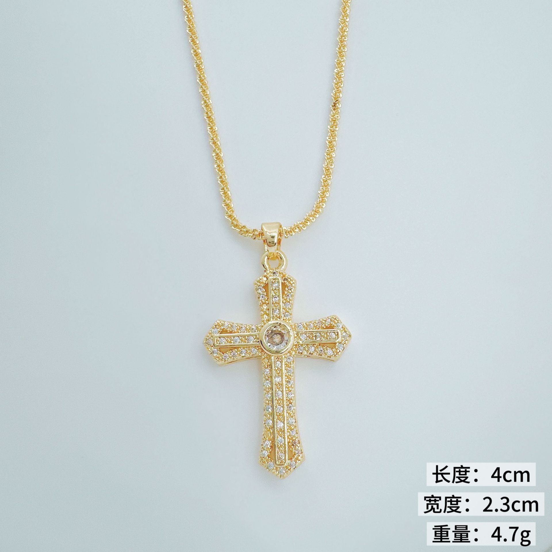 Wholesale Micro-set Gold Plated Cross Pendant Necklace Trendy Jewelry Accessory for Women