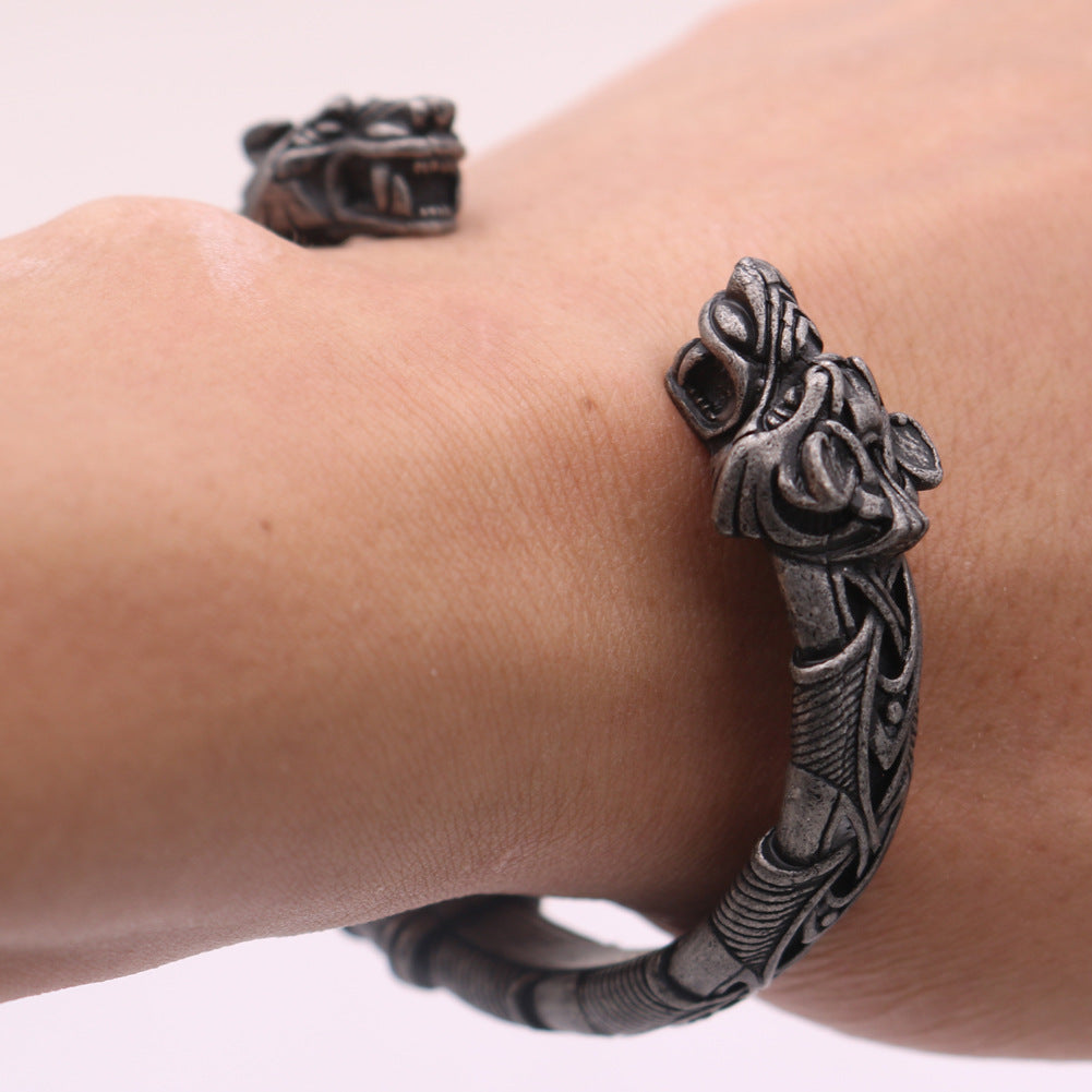 Wholesale Vintage Viking Open Wolf Head Bracelet ACC-BT-Hongg002