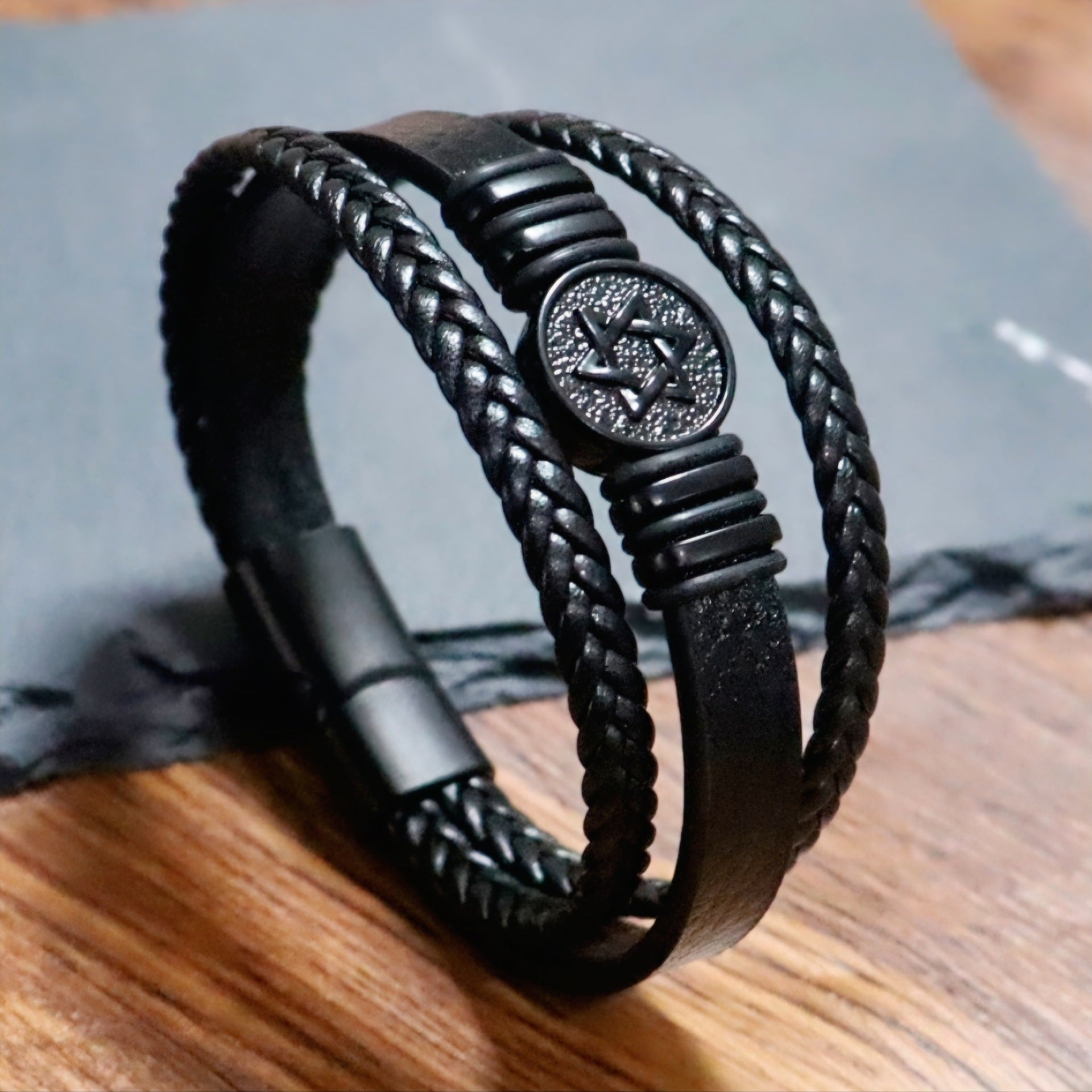 Wholesale Braided Leather Bracelet Wish Tree Design Multi Layer Stacking Wristband For Men Unisex Fashion Jewelry Accessory Gift