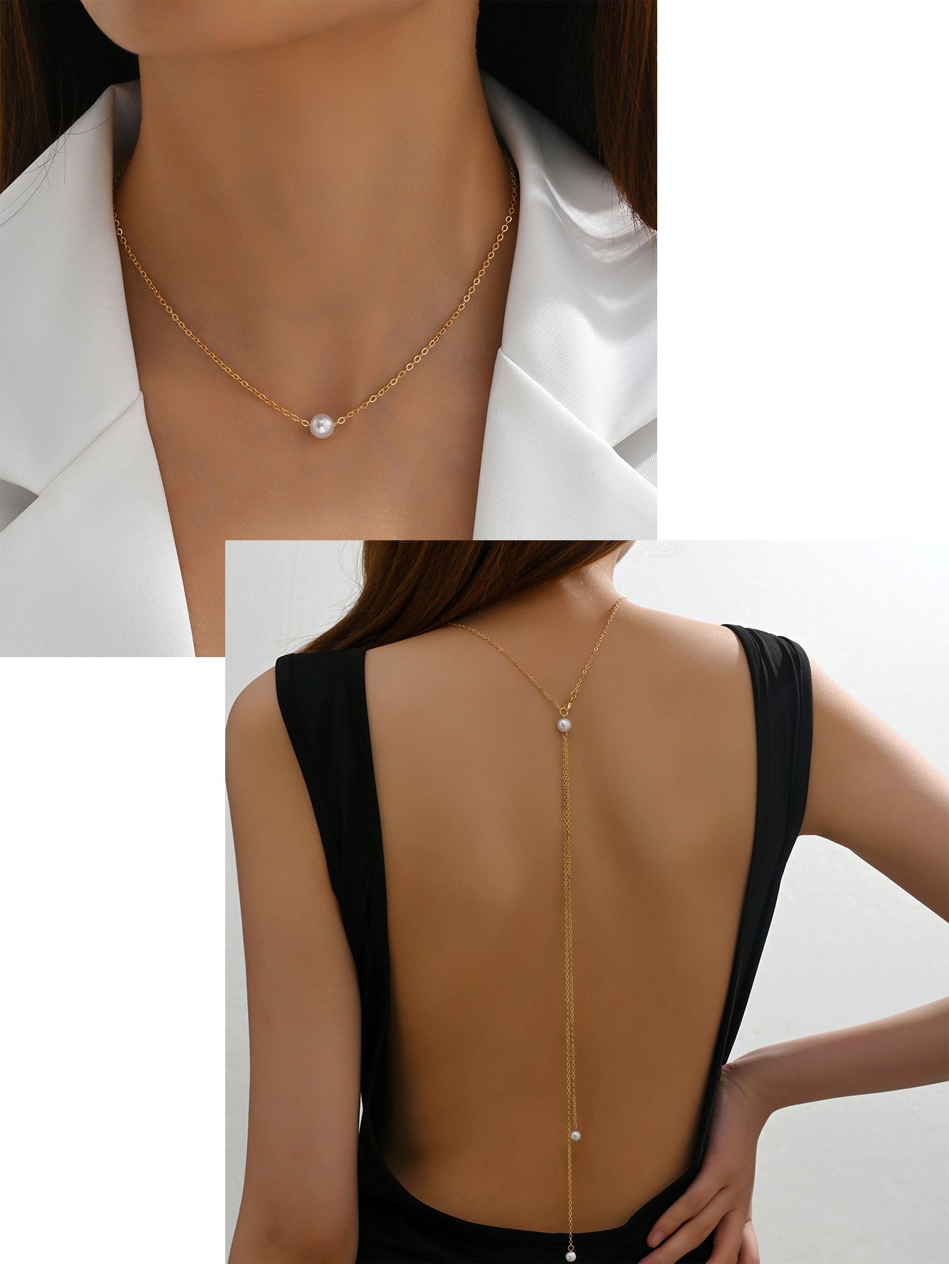 Wholesale 14K Gold Natural Stone Body Chain Zirconia Clavicle Chain