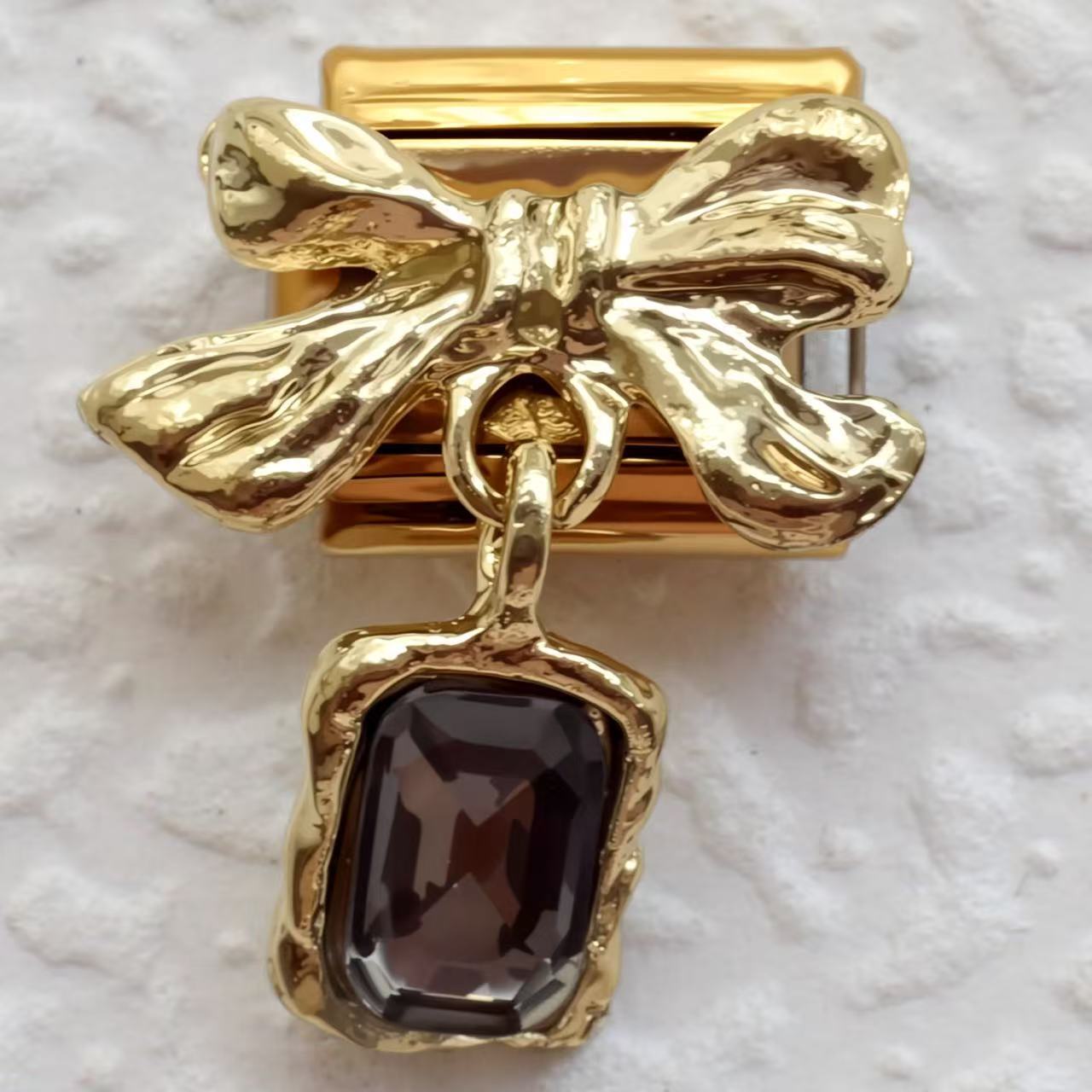 Wholesale  5pcs Italian Charm Bracelet 9mm DIY Bow  Gemstone Envelope  Creative Stainless Steel Composable Bracelet