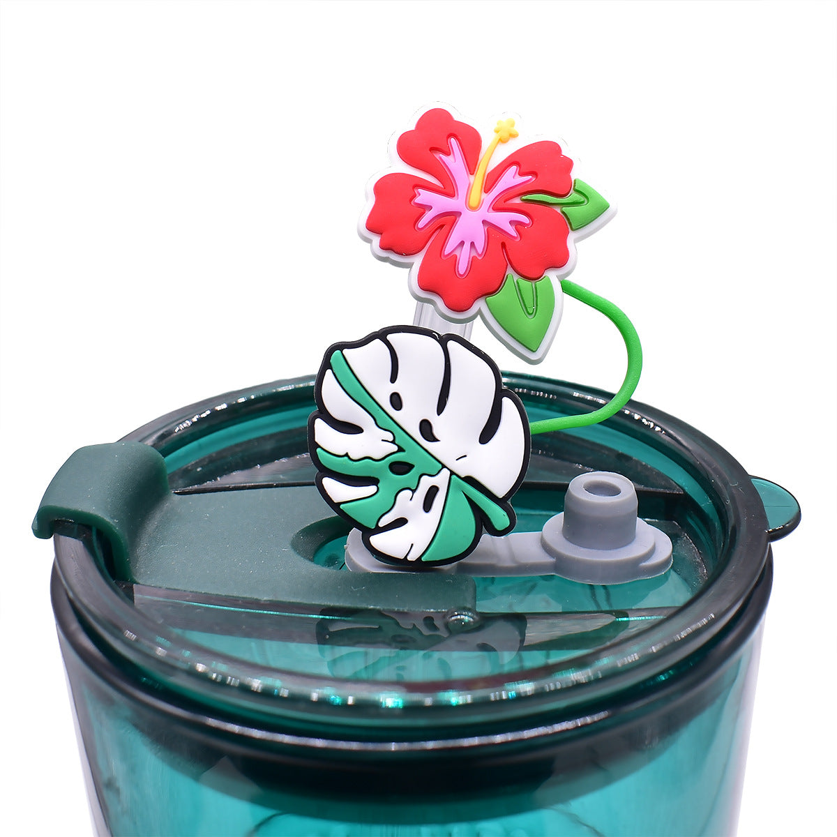 Wholesale Random 100pcs Tropical Plant Straw Tube Cap 10mm Soft Glue Straw Decoration Straw Cover ACC-SCR-RYY049