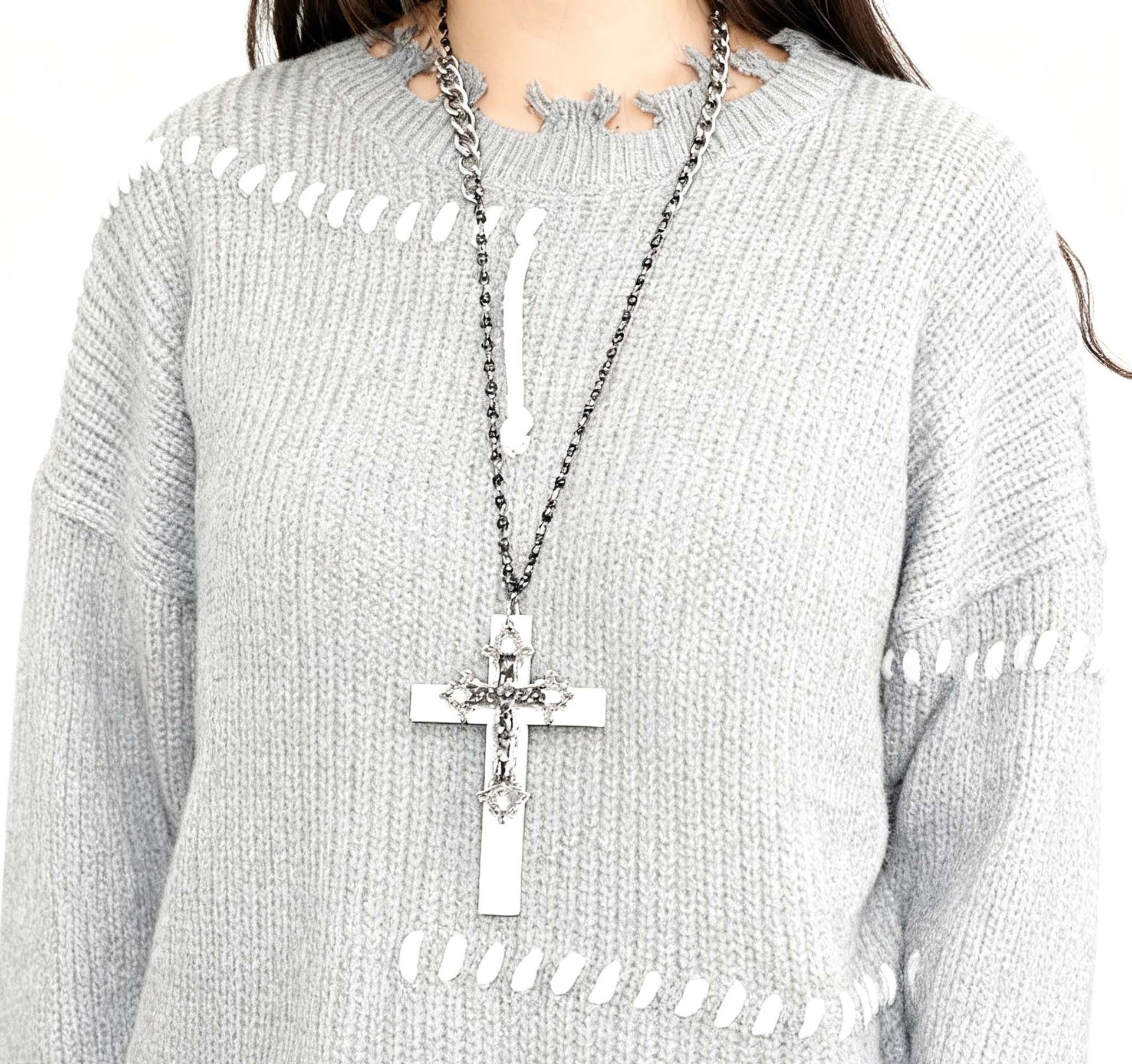 Wholesale Gothic Cross Pendant Necklace Y2K Punk Wooden Jewelry Accessory For Everyday Chic Boutique Resale