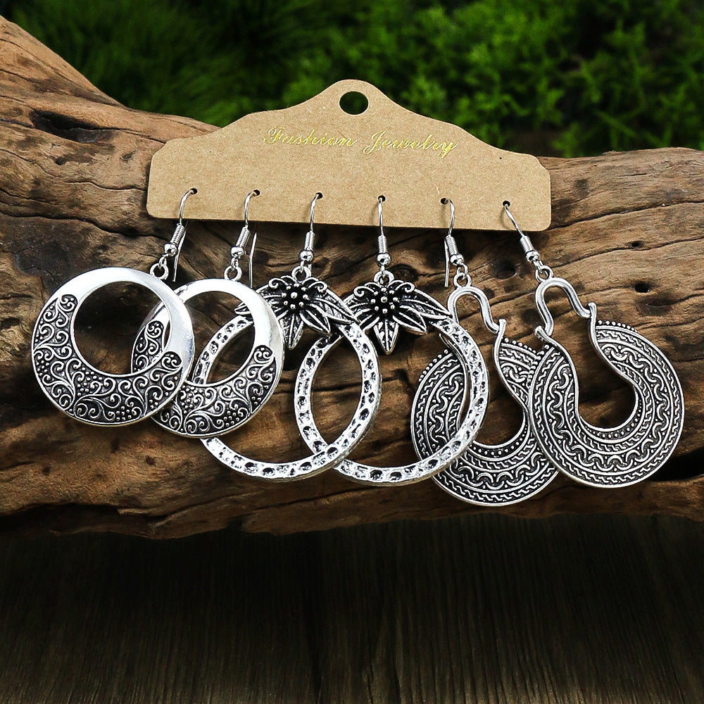 Wholesale Retro Geometric Alloy Earrings Ethnic Style Party Wear Fashion Accessory