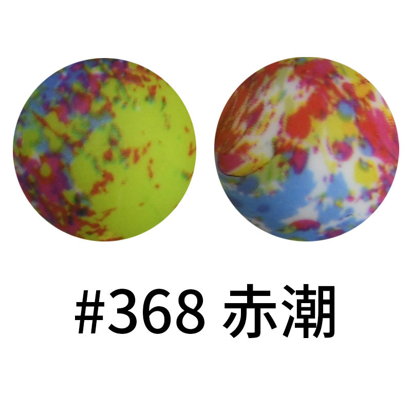 Wholesale 50pcs Western Style Leopard Skull Color Aztec Printed Silicone Balls Beads ACC-BDS-HeSheng003