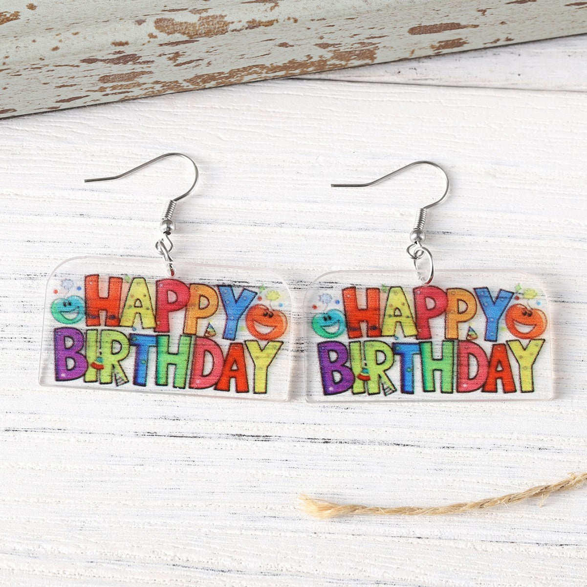 Wholesale Birthday party earrings cute Happy Birthday acrylic pendant earrings