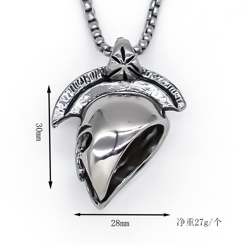 Wholesale Trendy Warrior Helmet Pendant Necklace For Men Geometric Alloy Silver Clavicle Chain Fashion Accessory