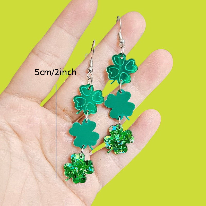 Wholesale Irish Patrick's Day Green Four Leaf Clover Earrings ACC-ES-XueP046