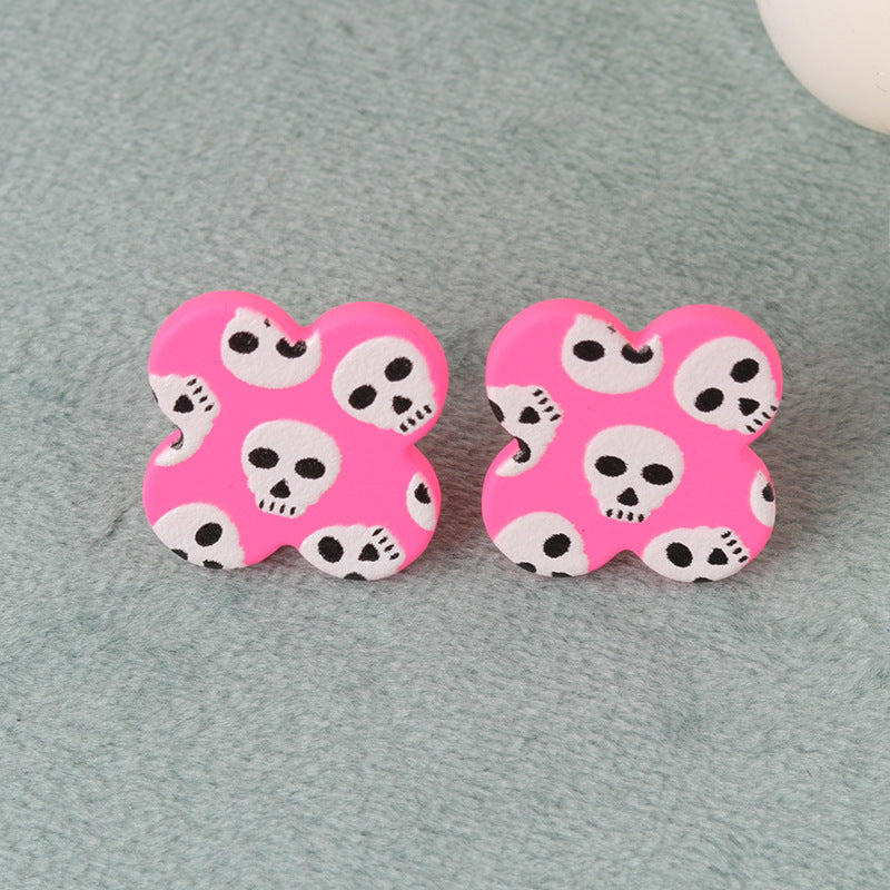 Wholesale   Ghost Bat Geometric Flowers Acrylic Earrings