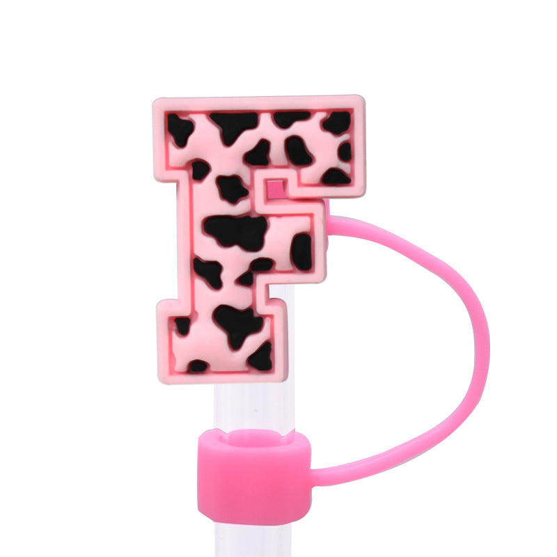 Wholesale Random 100pcs Pink leopard print cartoon Straw Cover Straw Tube Cap