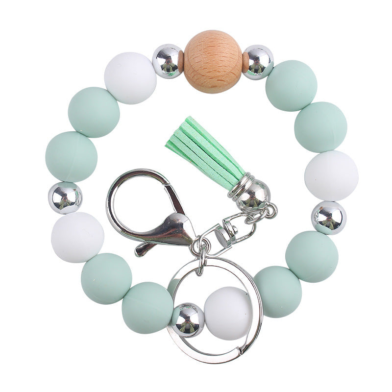 Wholesale Solid Color Silicone Beaded Wrist Keychain ACC-KC-GuangTian056