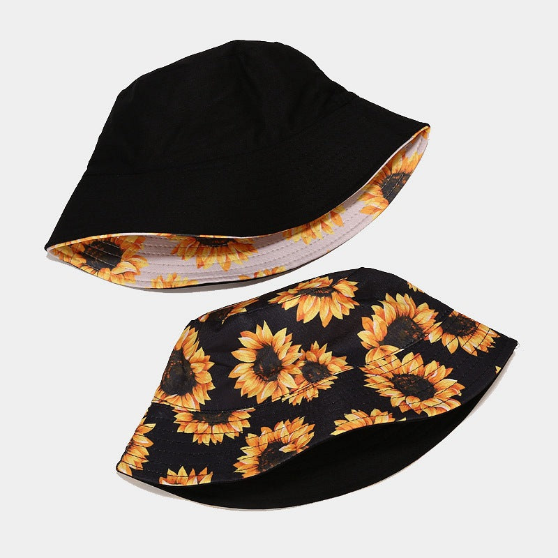 Wholesale Sunflower Flower Reversible Bucket Hat Sun Hat ACC-HT-LvYi004