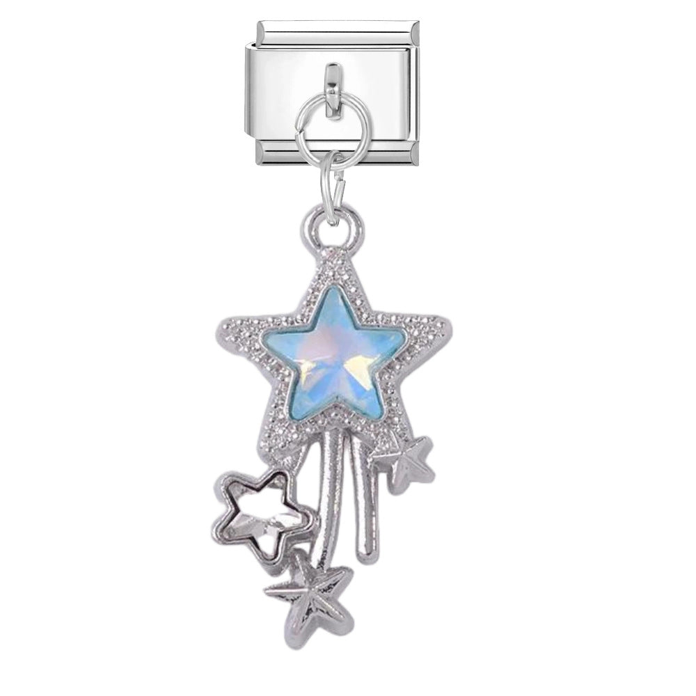 Wholesale Boutique Star Charm Pendant DIY Bracelet Jewelry Accessory Titanium Steel Enamel In Gold Silver Mocha