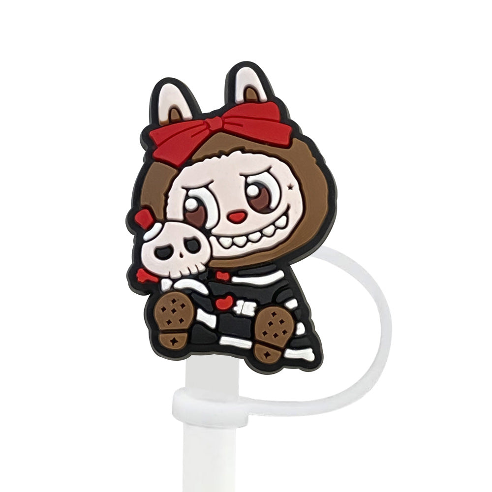 Wholesale Random 100pcs Cute Cartoon 10mm PVC Soft Straw Tube Cap