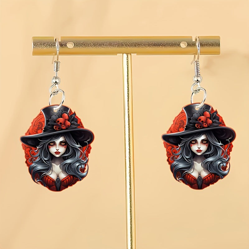 Wholesale Acrylic  Earrings Cute Cartoon Pumpkin Ghost Dark Style Party Jewelry Accessory