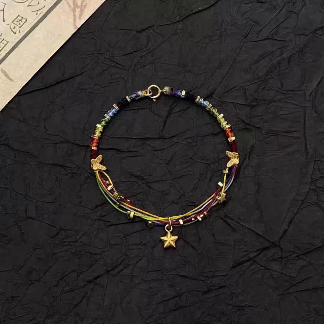 Wholesale Modern Chinese Style Rainbow Star Braided Rope Bracelet Colorful Handmade Women S Everyday Fashion Accessory