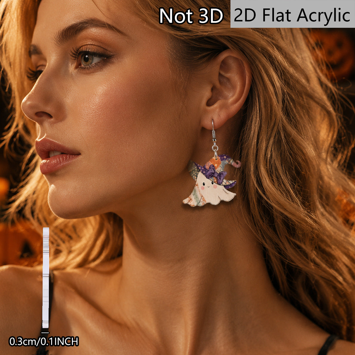 Wholesale Acrylic Ghost Earrings Vintage Witch Bow Print Fashion Jewelry Accessory For Retro Party Look