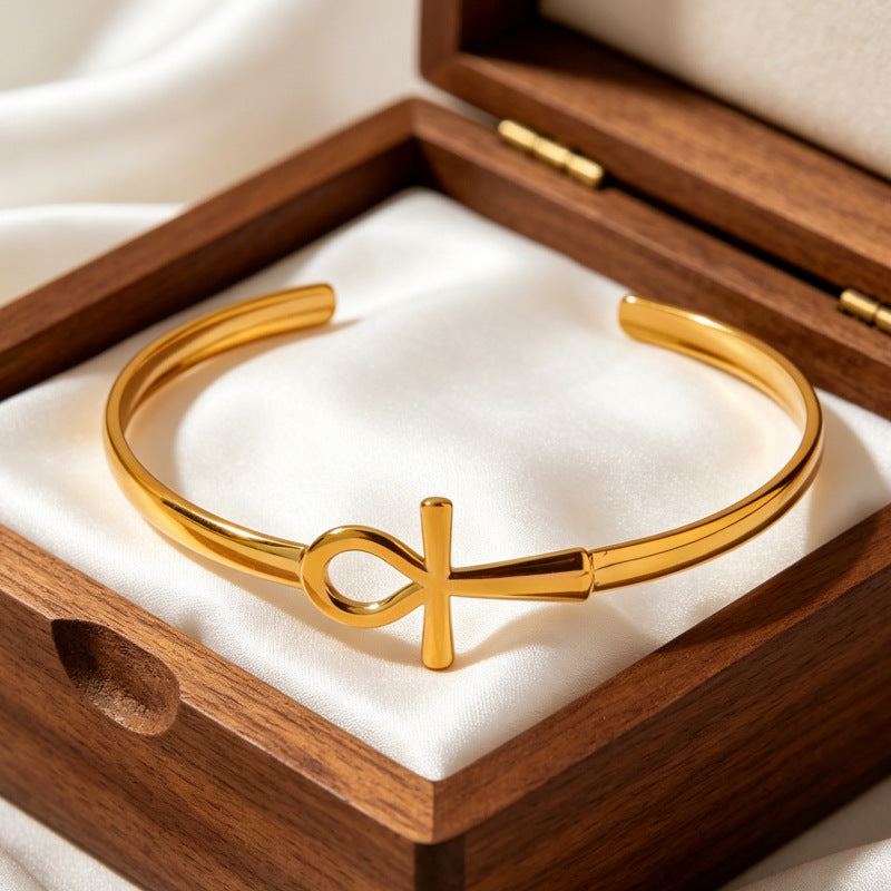 Wholesale Gold Plated Stainless Steel Cross Bracelet Unisex Fashion Jewelry Accessory for Boutique Resale