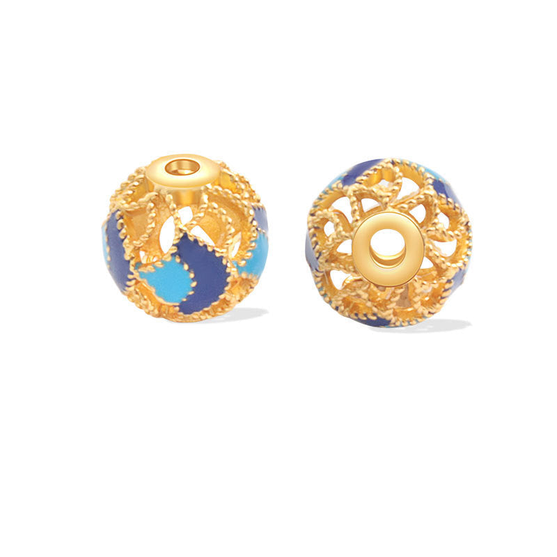 Wholesale S925 sterling silver oil-drip cloisonne hollow spacer beads enamel color handmade beads