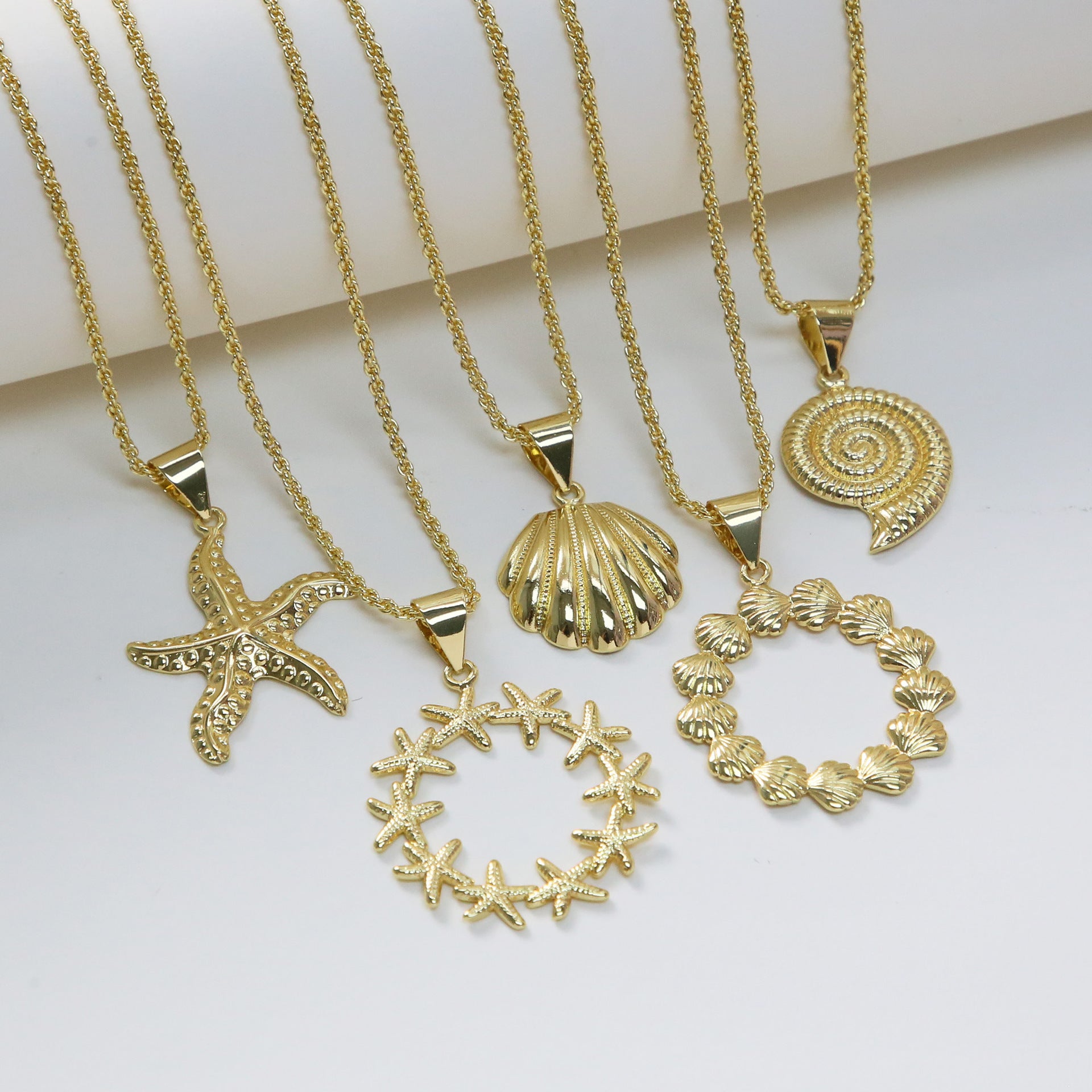 Wholesale Summer Hot Selling Beach and Ocean Resort Style Conch Shell Starfish Simple Large Pendant Necklace