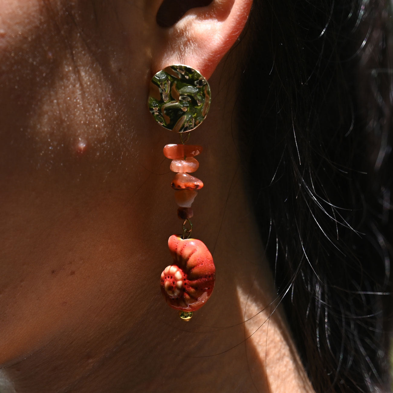 Wholesale  Natural Stone Starfish Conch Clownfish Earrings