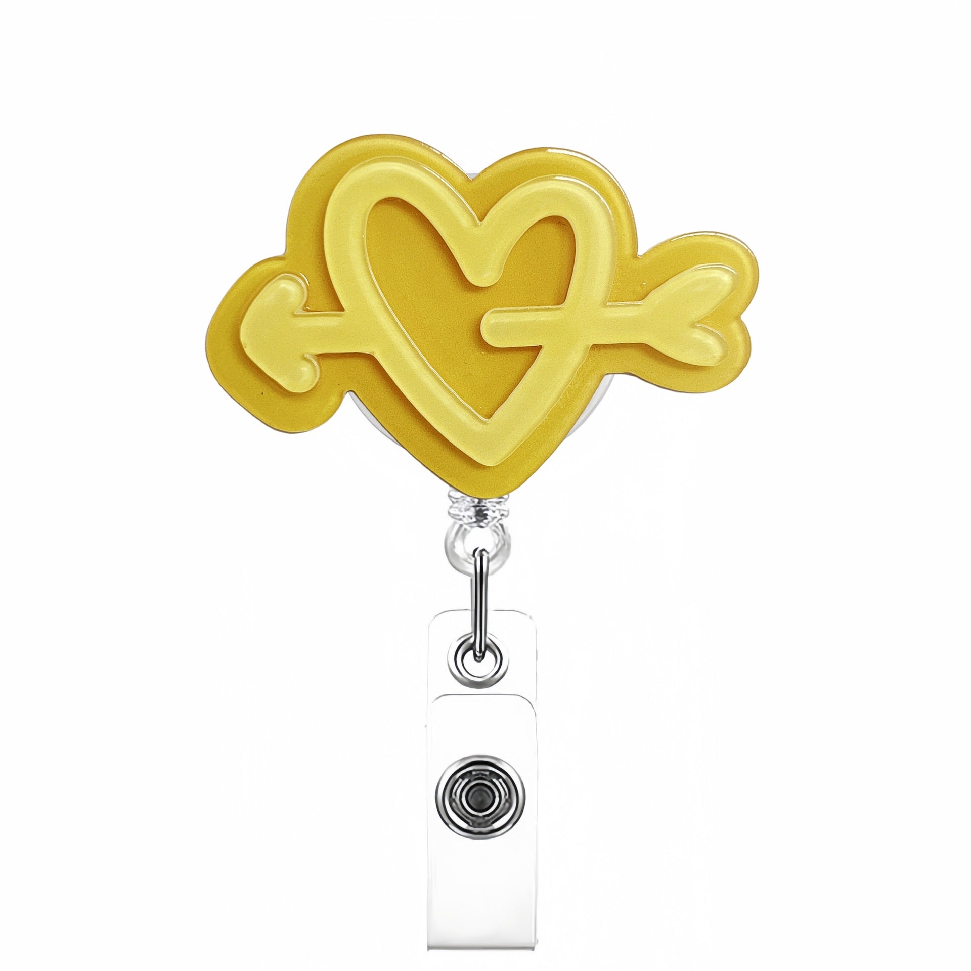 Wholesale Colorful 3D Double-layer Heart-shaped Acrylic Retractable Clip Badge Keychain