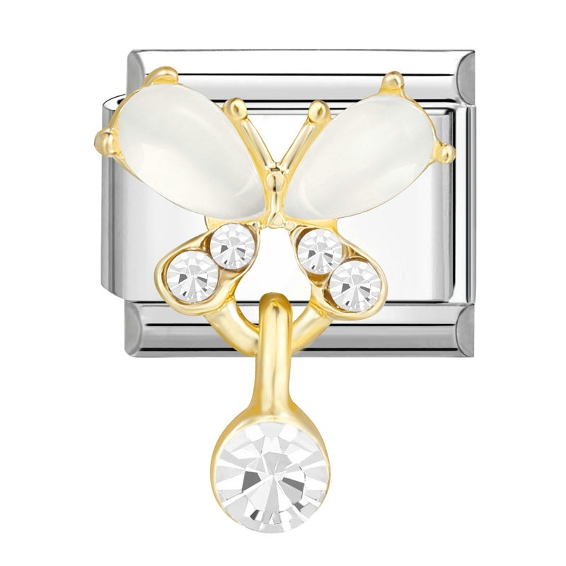 Wholesale Italian Charm Bracelet 9mm DIY Splicing Removable Stainless Steel Diamond Patch Composable Bracelet