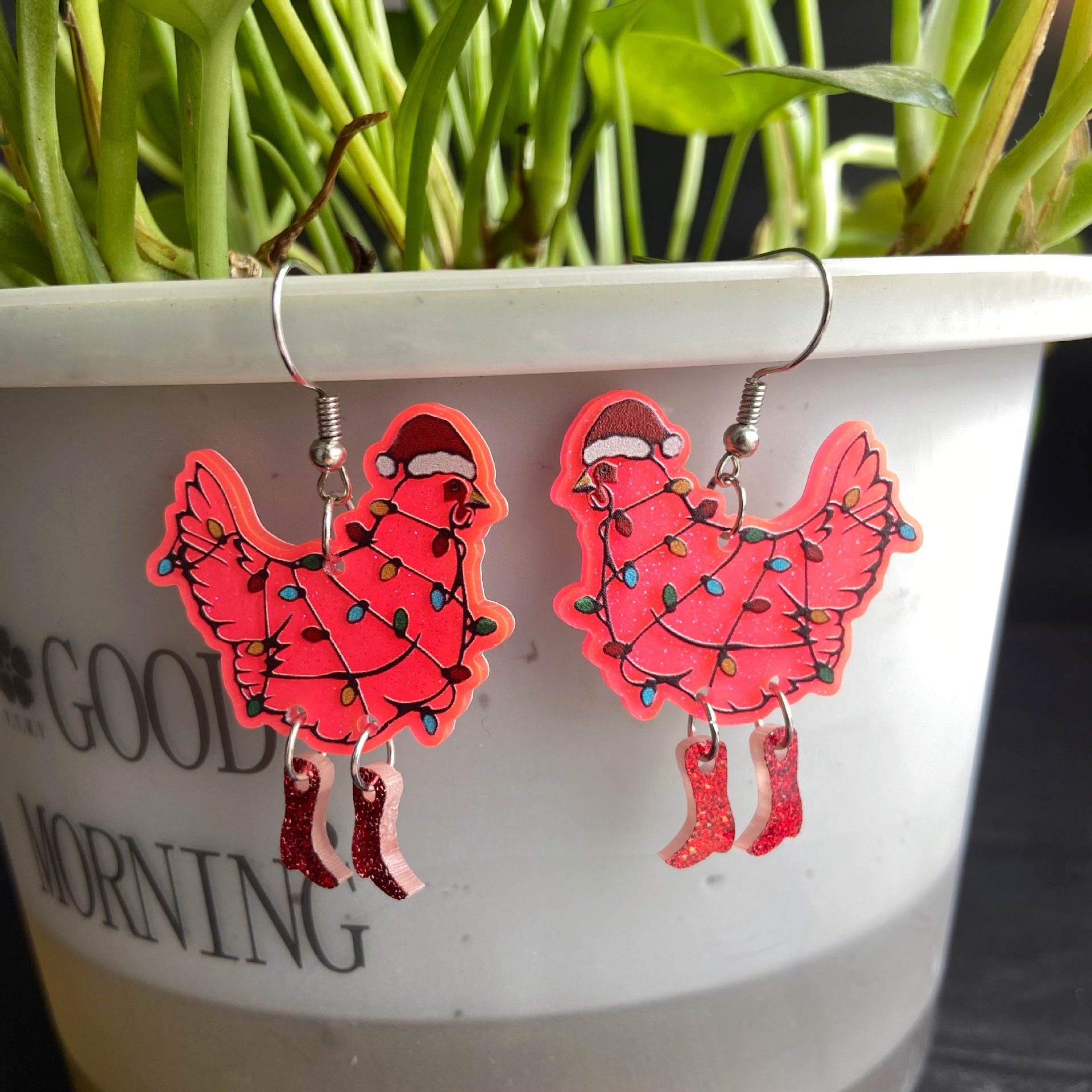 Wholesale Christmas Colorful Rooster Acrylic Earrings