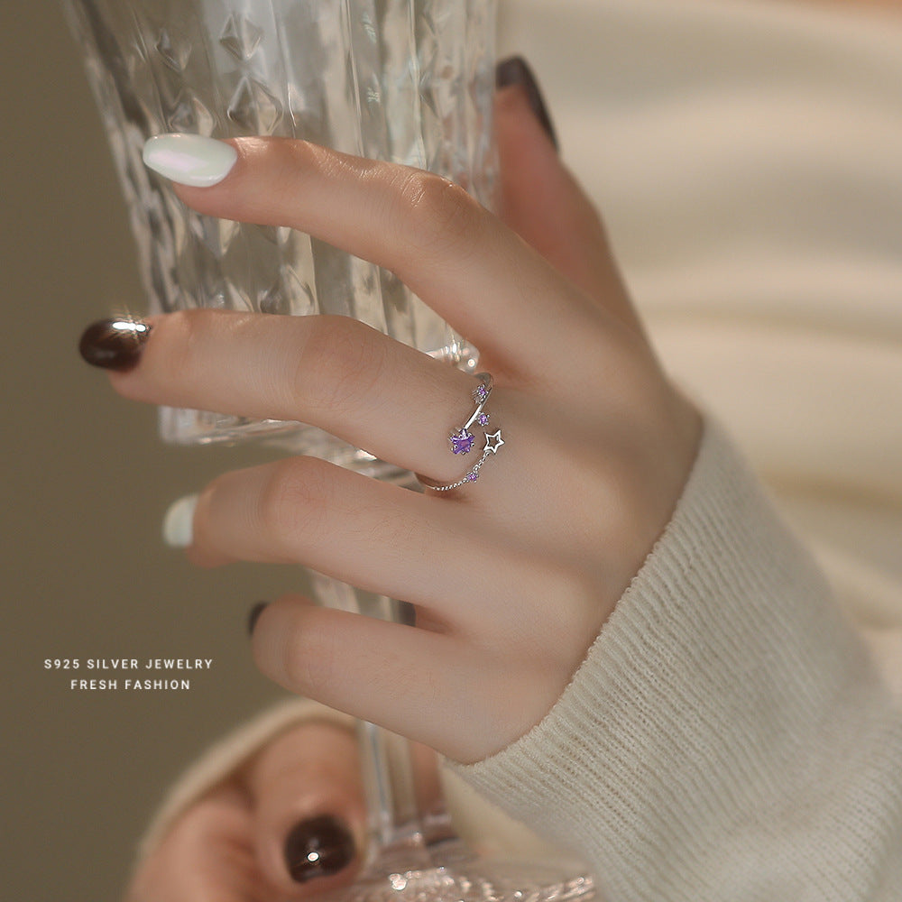 Wholesale 925 Sterling Silver Adjustable Star Zirconia Ring