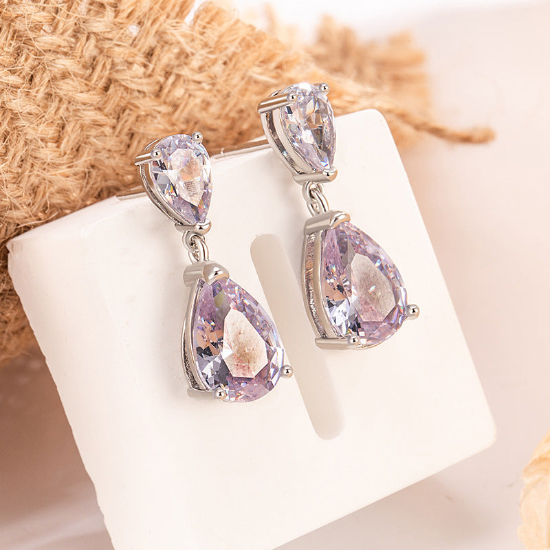 Wholesale Shiny Crystal Zirconium Water Drop Earrings
