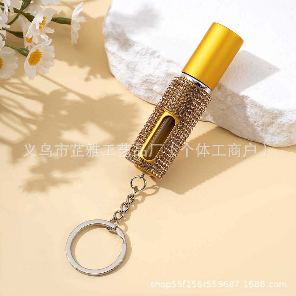 Wholesale 5ml Diamond-encrusted Girl' s Perfume Bottling Keychain Small Portable Keychains Accessories