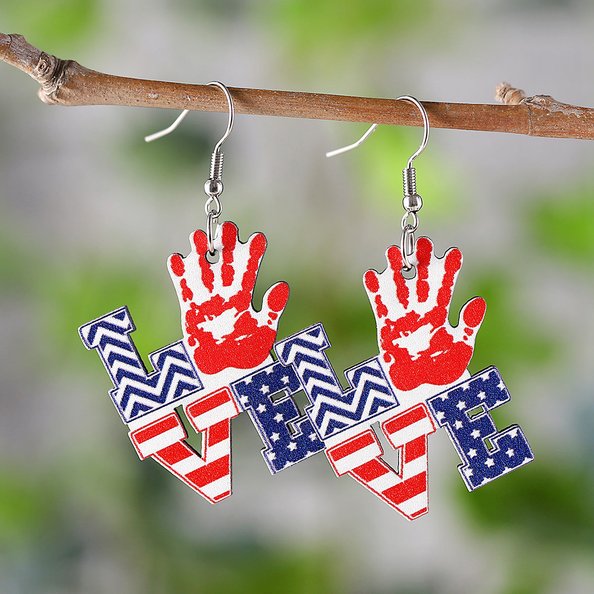 Wholesale  Red White Blue American Flag Cross Bow Pendant Earrings