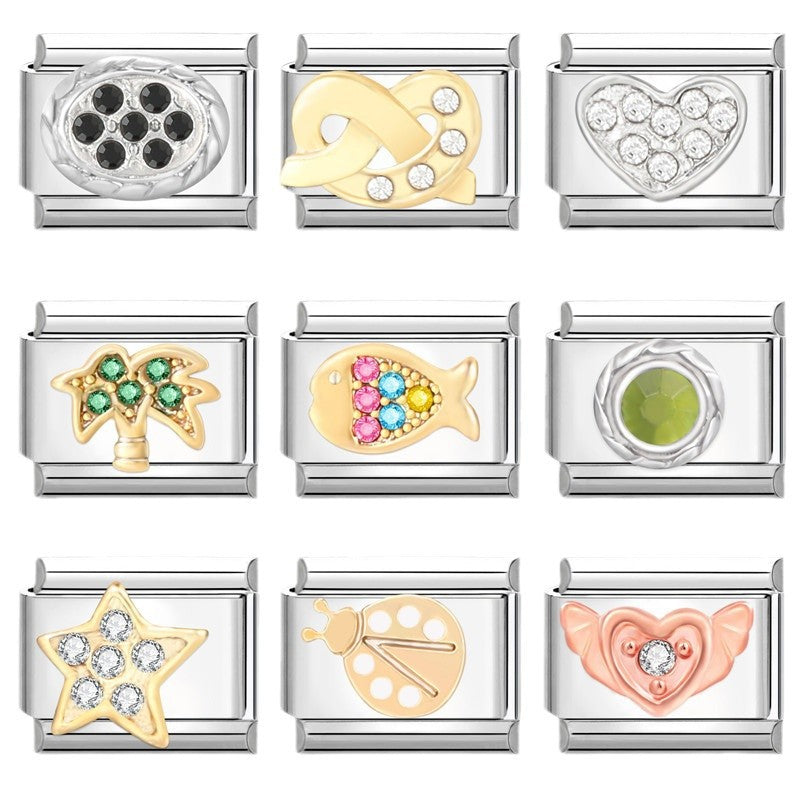 Wholesale Italian modular bracelet 9mm DIY splicing detachable simple pattern stainless steel combinable bracelet