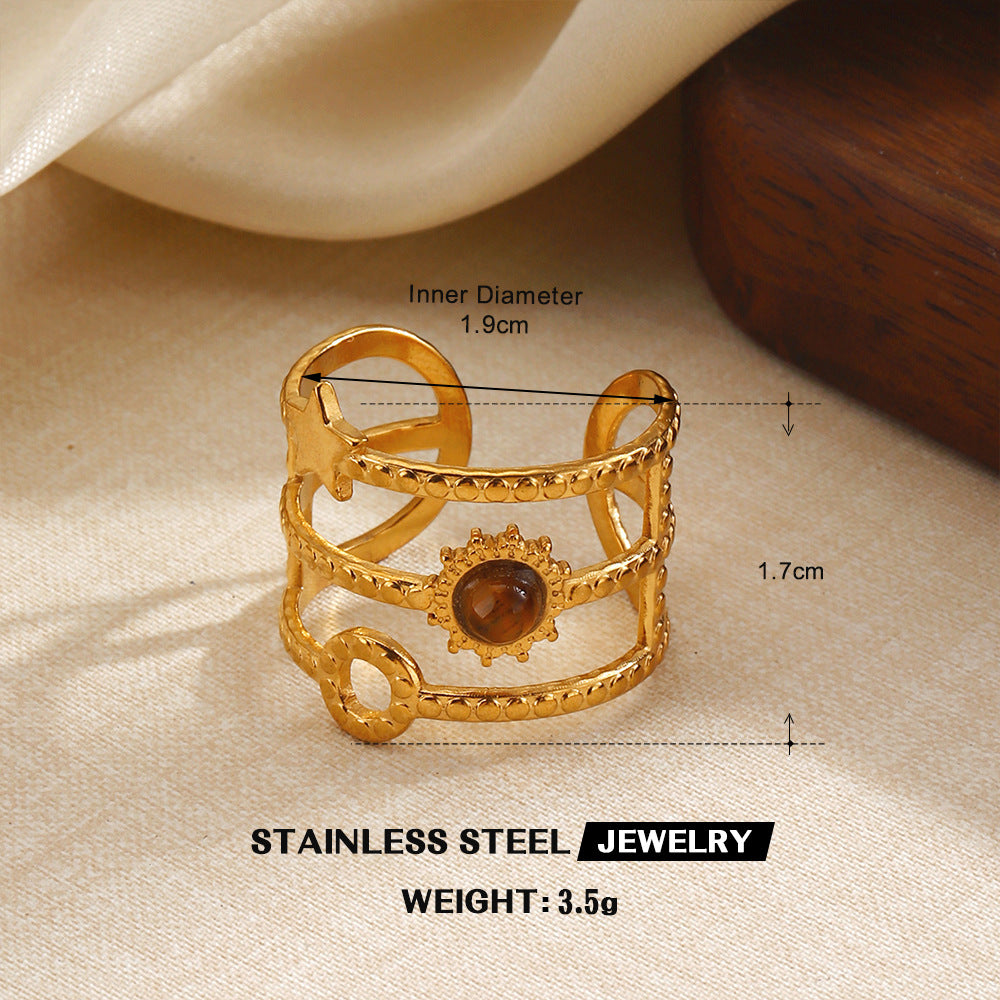 Wholesale Premium Vintage Style Tiger' s Eye Stainless Steel Ring