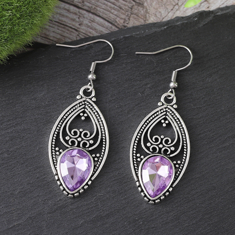 Wholesale  retro style purple zircon earrings