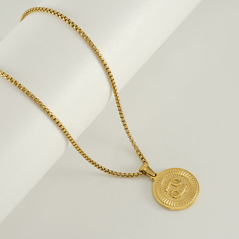 Wholesale Zodiac Necklace 18K Pendant Clavicle Chain Stainless Steel Choker Necklace Constellation Necklace ACC-NE-ZhongYao001