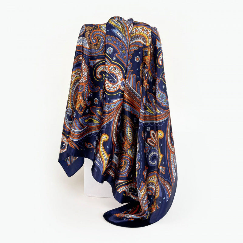 Wholesale 90cm Satin Square Scarf Paisley Cashew Flower Silk Scarf